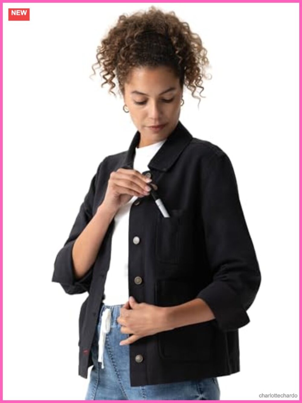 Women's Cotton Utility Chore Coat with Adjustable Cuffs and Multiple Pockets